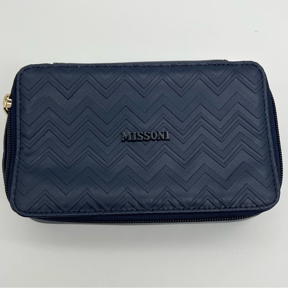 Missoni Dark Blue Travel Toiletry Cosmetic Accessory Bag | Like New
